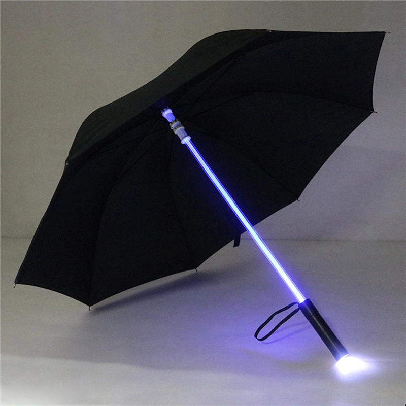 Plastic Red Hiking Rain Transparent LED Umbrella Men Women Flashing on Night Light Holder Roller Waterproof Windproof Umbrellas