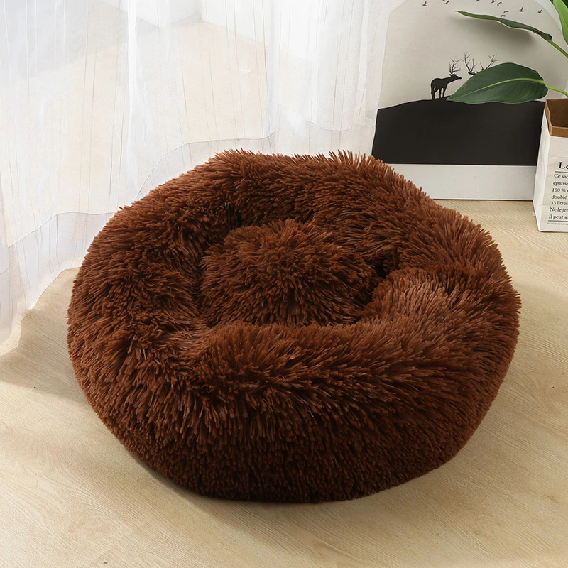 Factory Design Pet Bed Dog Round Cat Winter Warm Sleeping Bag Long Plush Soft Pet Nest Round Depth Kennel Pet Nest