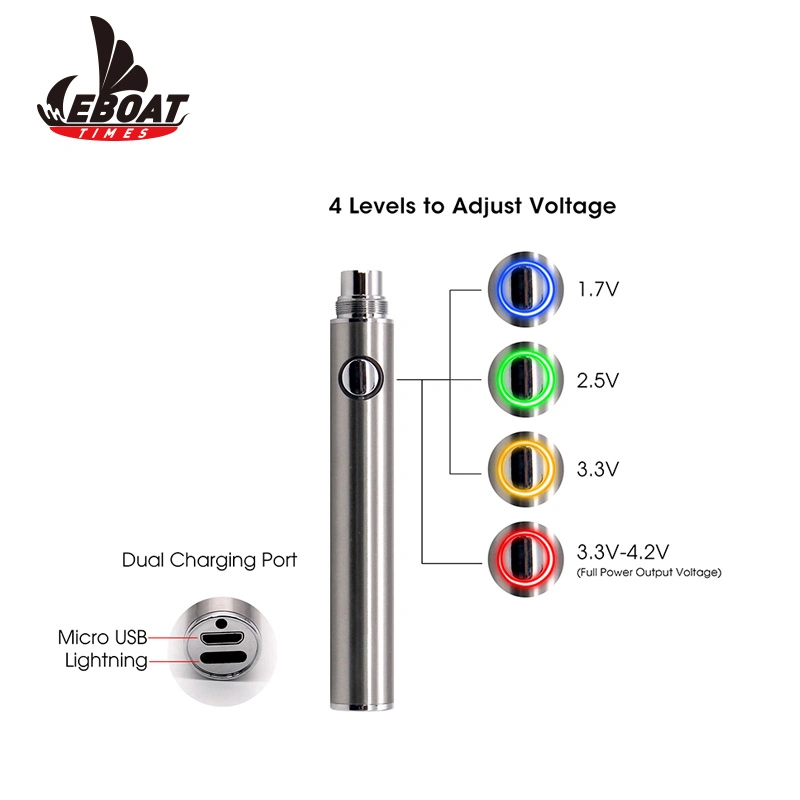 Caneta de vaporizador de voltagem variável Slim Twist com rosca 510 e carregador USB.