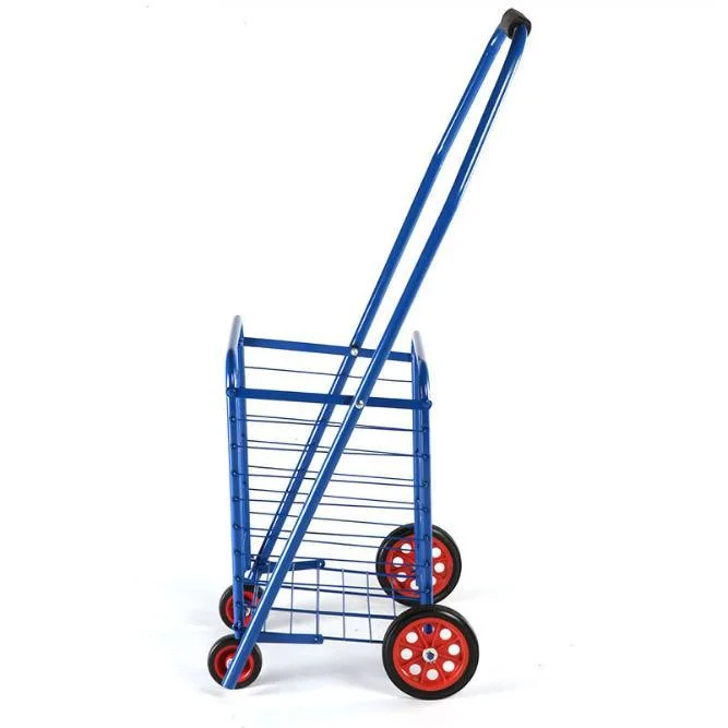 Supermarket Iron Tube Collapsible Folding Shopping Crate Trolley Mini Portable Carts