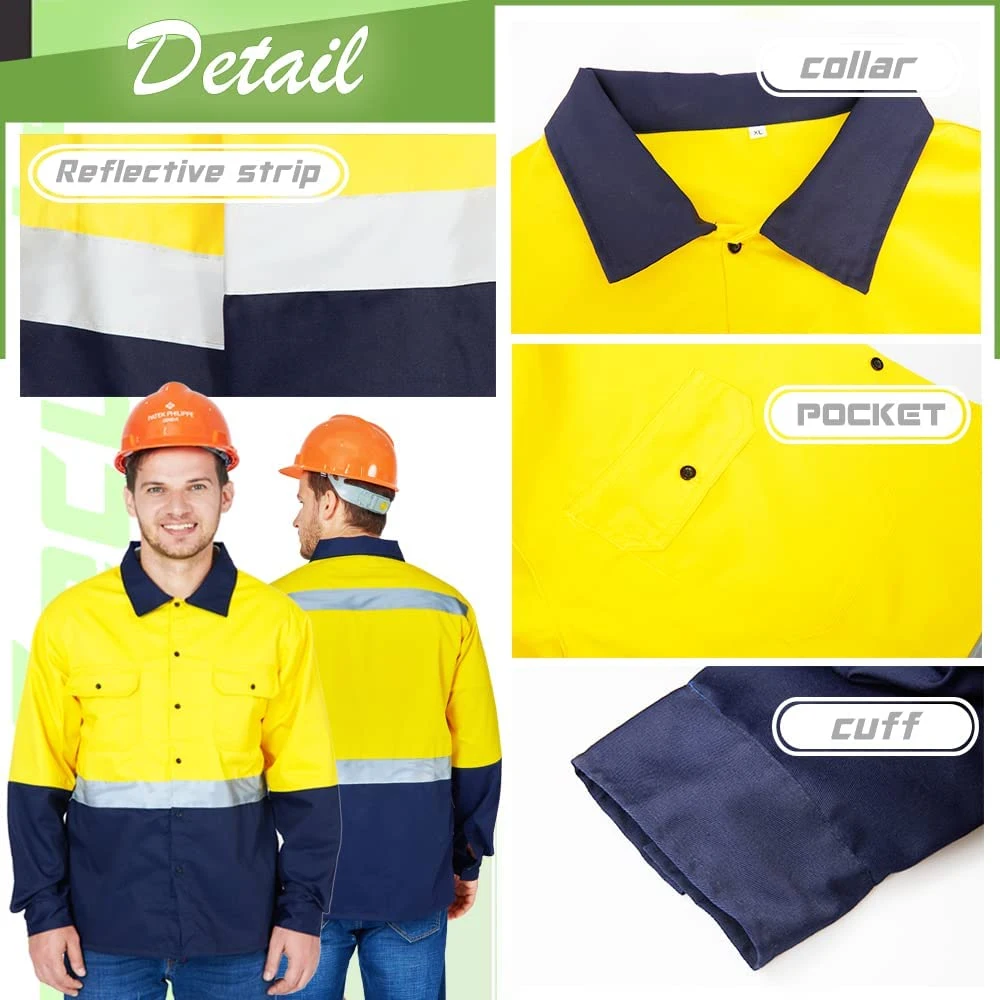 Las obras de seguridad reflectante Hi Vis Personalizar camisetas de manga larga y el logotipo de alta visibilidad Ropa de trabajo