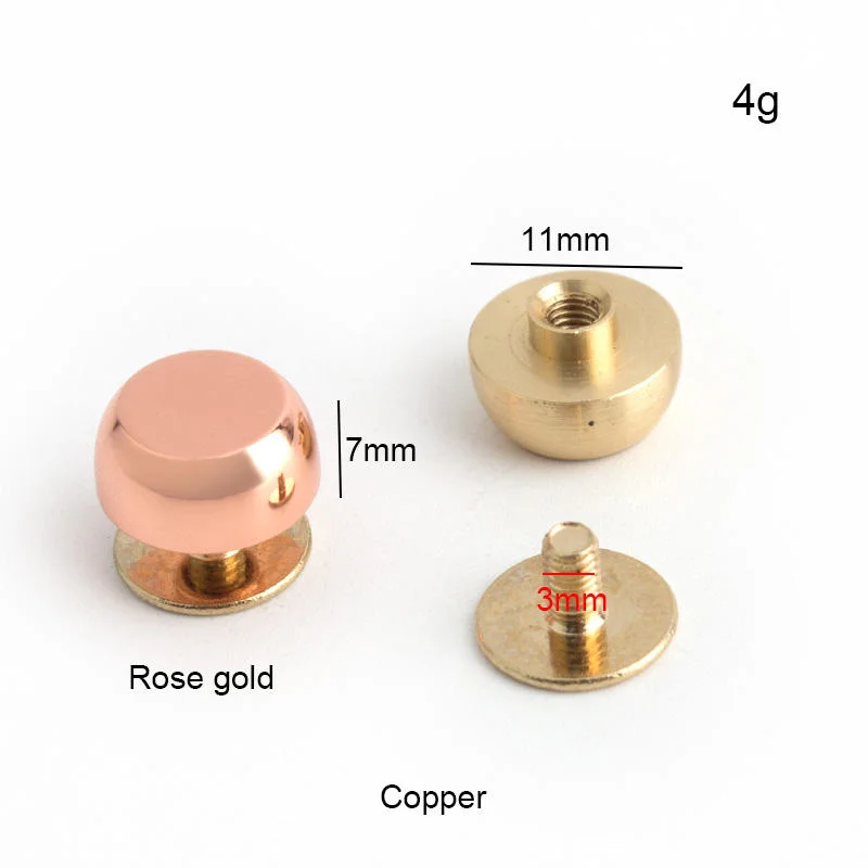 Solid Copper Metal Handbag Screw Bottom Hardware Buckle Rivet Accessories for Leather Other Bag Parts