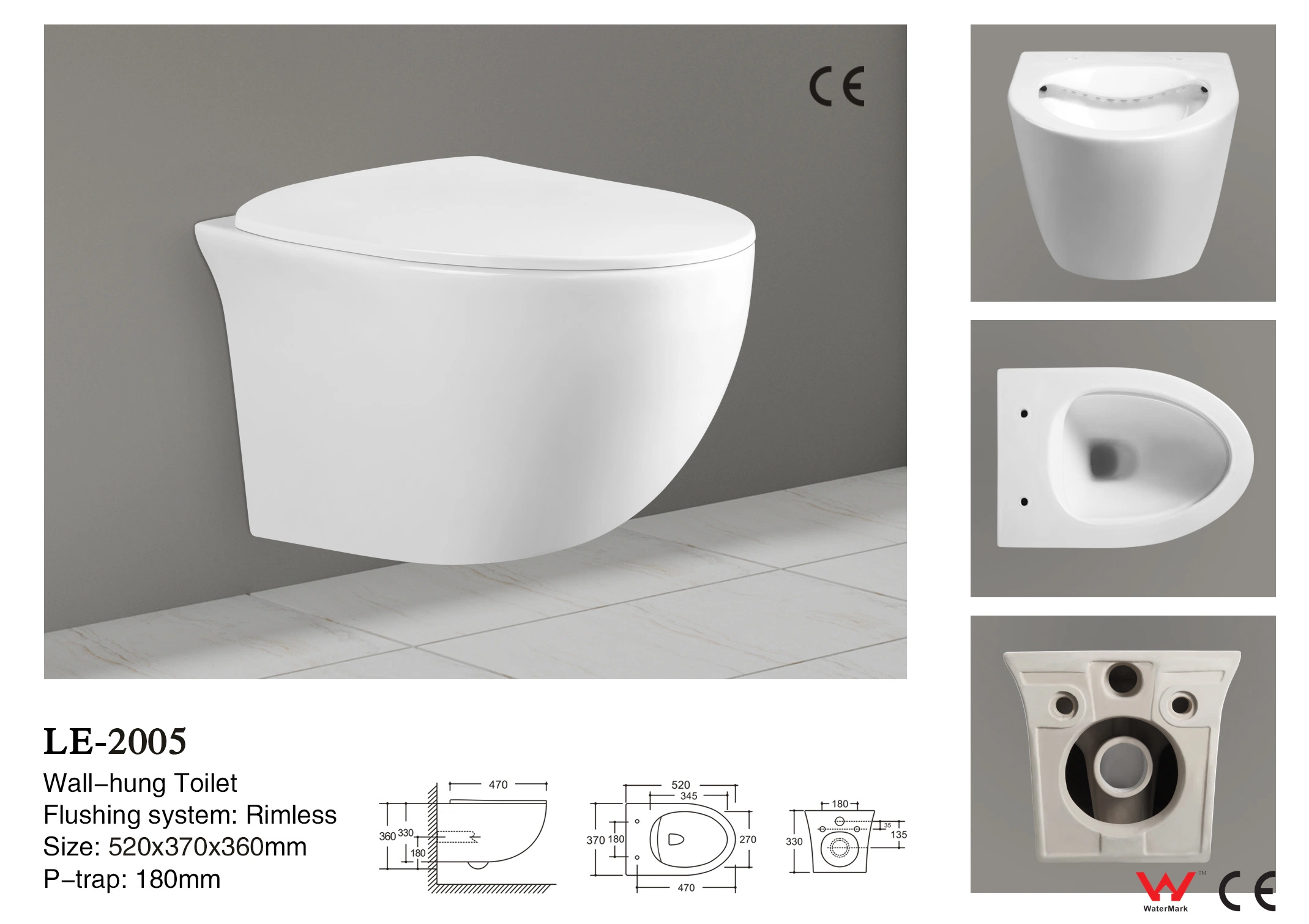 Amazon Hot Sale Wall Hung Toilet Color Australian Standard Le-2004