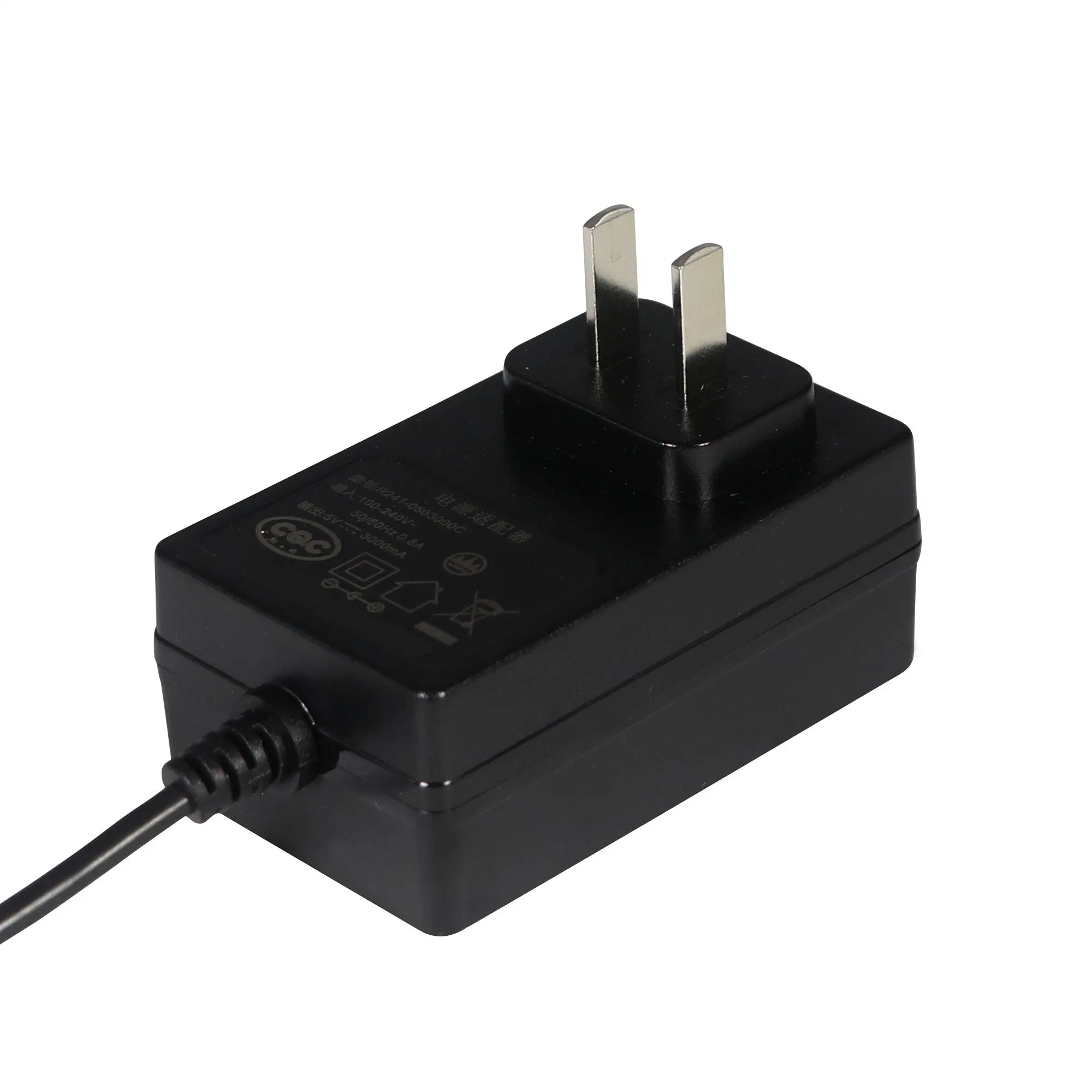 5V 3A 24V 0.625A 12V 1.25A 15V 1A South Korea/ Australia/ European/ United Kingdom/ AC Wall Plug Fixed Type Power Adapter with CE GS UL SAA Ukca Certification