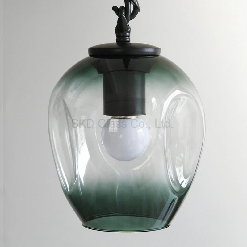 Vert clair Verre Handblown Ombre pour poignée de commande E27 Lampe douille de lampe J077