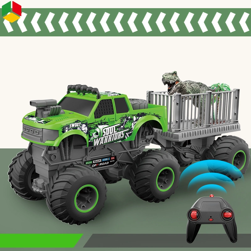 QS Toys Hot Sales Wholesale/Supplier Assemble DIY Remote Control Car 1: 16 2.4GHz Big Wheel off-Road Car with Dinosaur Tree Scene Radio Control Toys