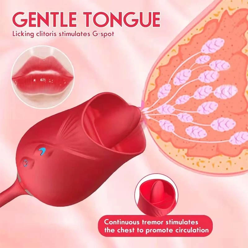 Sex Toy Clitoral Stimulator Tongue Deep Spot Red Rose Toy Vibrator for Women