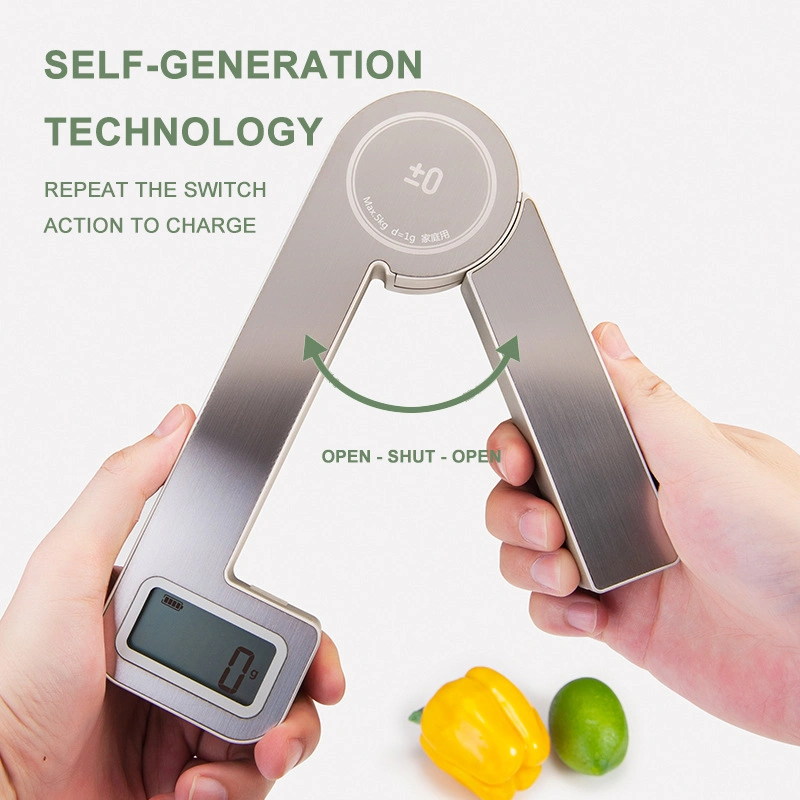 M09 Portable Foldable Stainless Steel Kitchen Scale Electronic Battery Free Kitchen Scale 5kg Capacity for Food Weighing