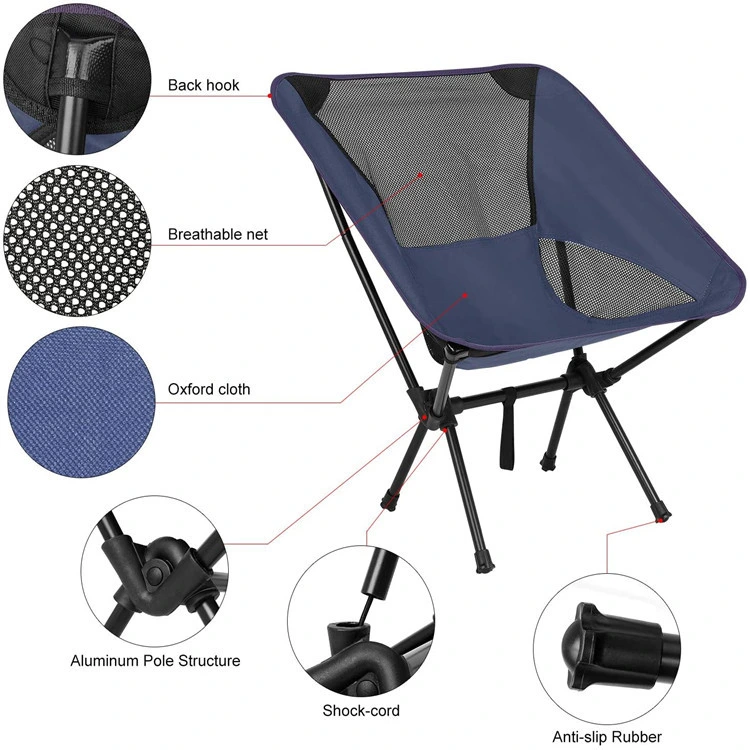 Chaise pliante portable personnalisée pour la lune, idéale pour le camping, la pêche et les pique-niques