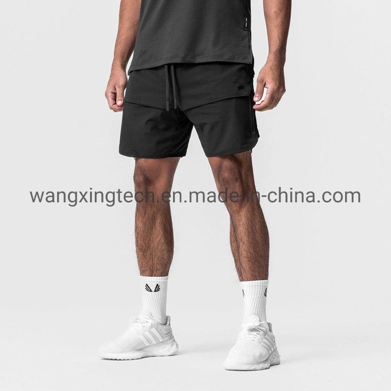 Men's Solid Gym Workout Shorts Bodybuilding Running Fitted Training Jogging Short Pants with Zipper Pocket 4 Colors