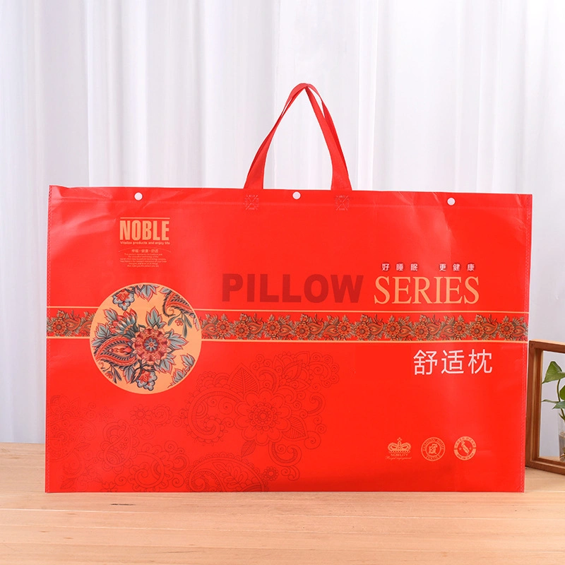 Customized Non Woven Laminated Pillow Inner Duvet Pillow Blanket Comforter Package Home Textiles Moving Carry Shopping Storage Buckle Dustproof Zipper Tote Bag