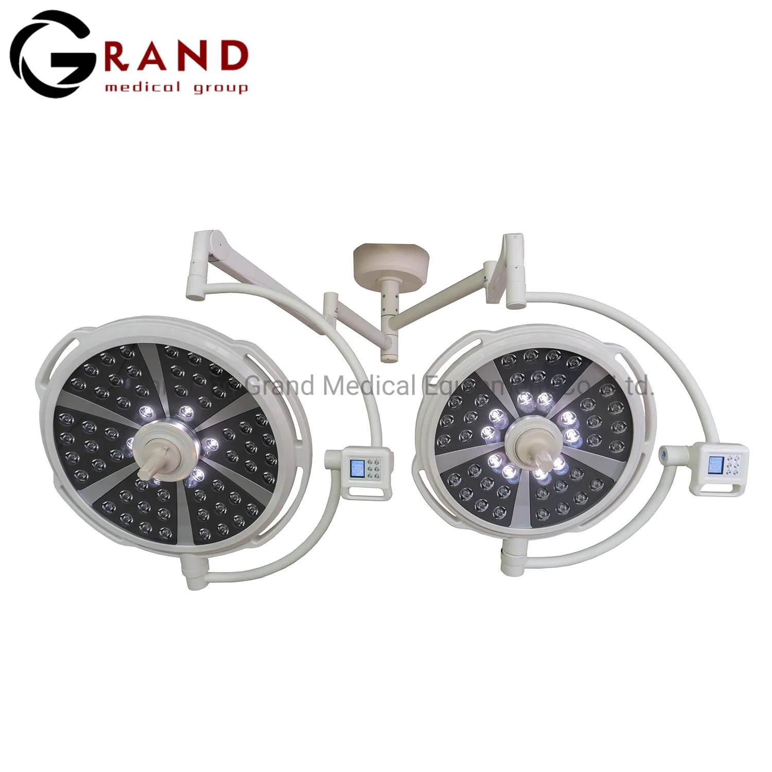 Two Heads Two Arm Ceiling Mounted High 97 CIR Surgical Lamp in Stock Large Illumination China Operating Room LED Light Shadowless Operation Theatre Lamp