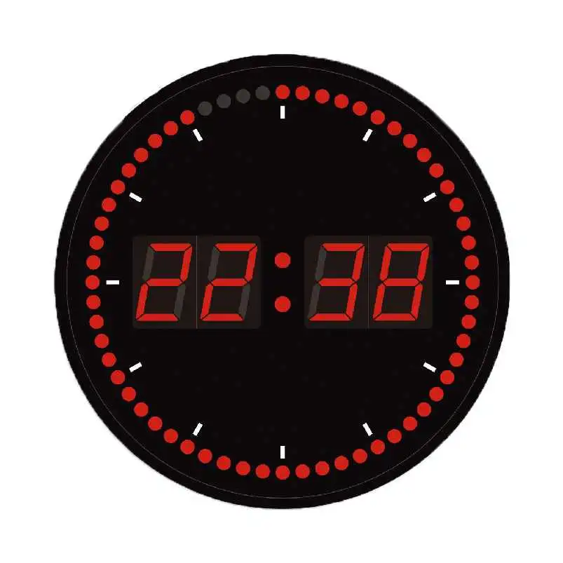 Reloj de tiempo digital de madera con círculo eléctrico LED.
