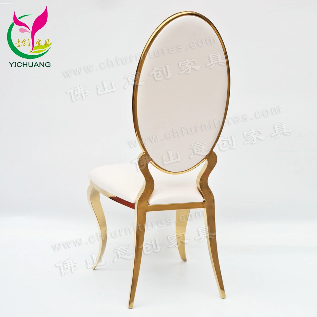 Ycx-Ss52 nouvelle conception ovale en acier inoxydable de retour de chaises de mariage blanc