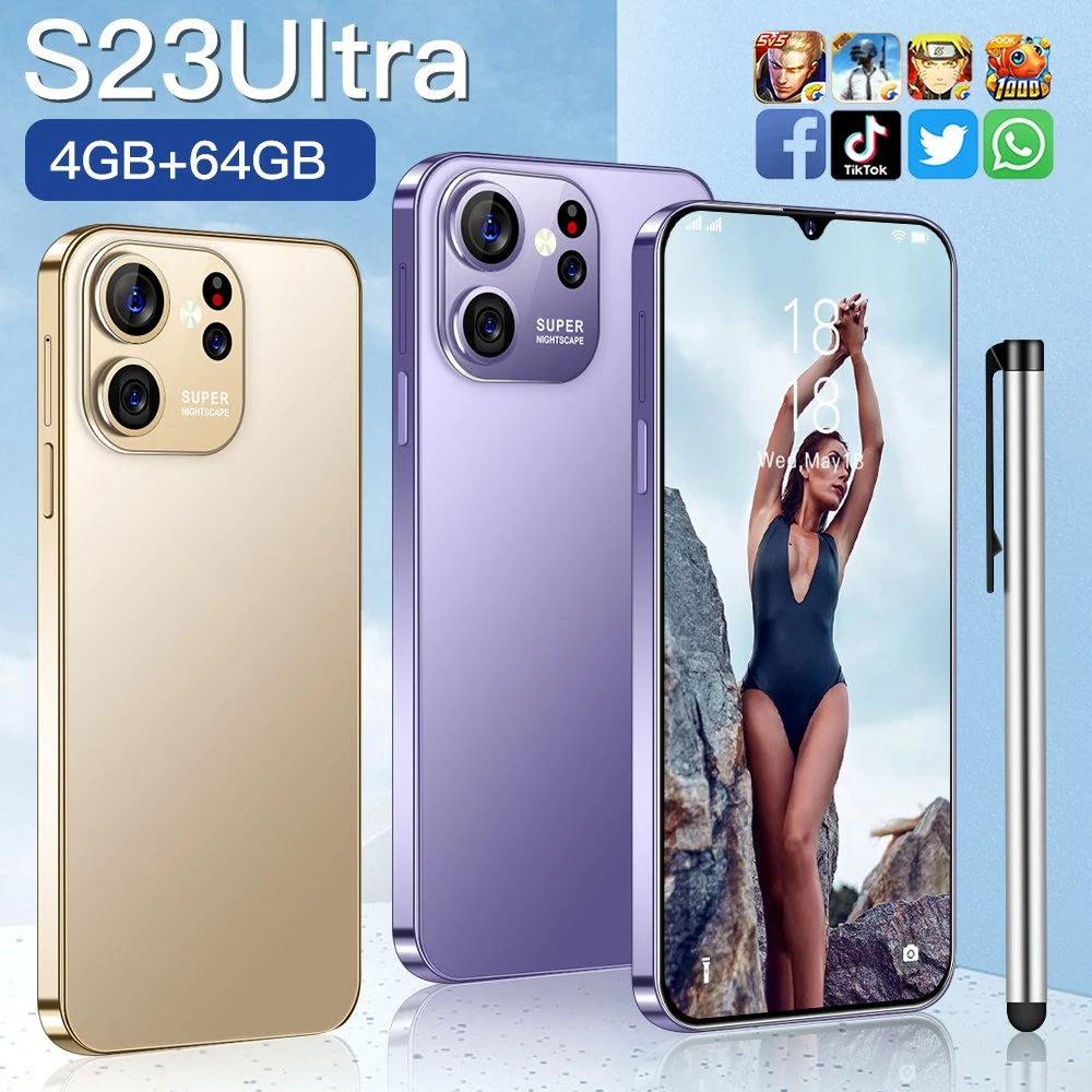 Venda por grosso de venda quente novo S23ultra Face Smartphone Desbloqueio+644 GB 10 Core 6.8 polegadas Telefone móvel em tela cheia