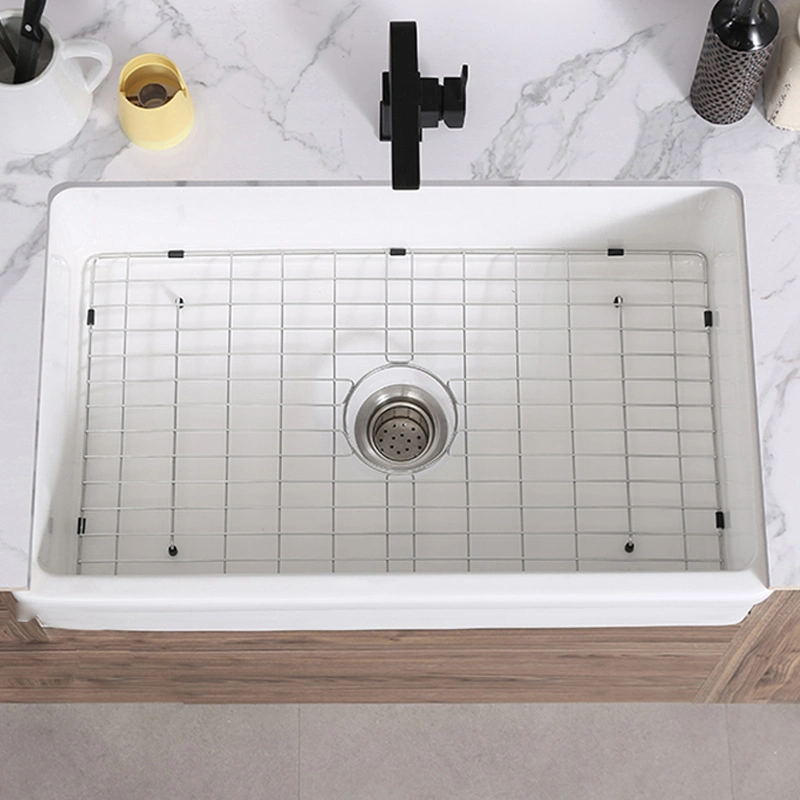 New Single Ceramic Bowl Porcelain Kitchen Design Farmhouse Apron Front Sink Bathroom Basin