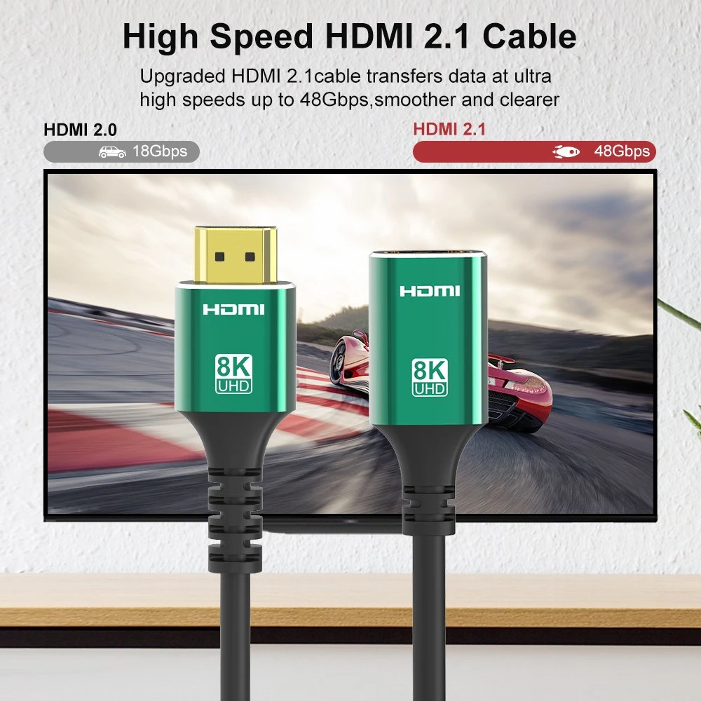 8K HDMI Cable 2.1 HDMI Certified Male to Female Cable 6.6FT Ultra HD 48Gbps High Speed hdmi cable