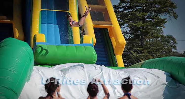 Commercial outdoor Drop Kick Large Slide Inflatable blow up water slide For Amusement Park