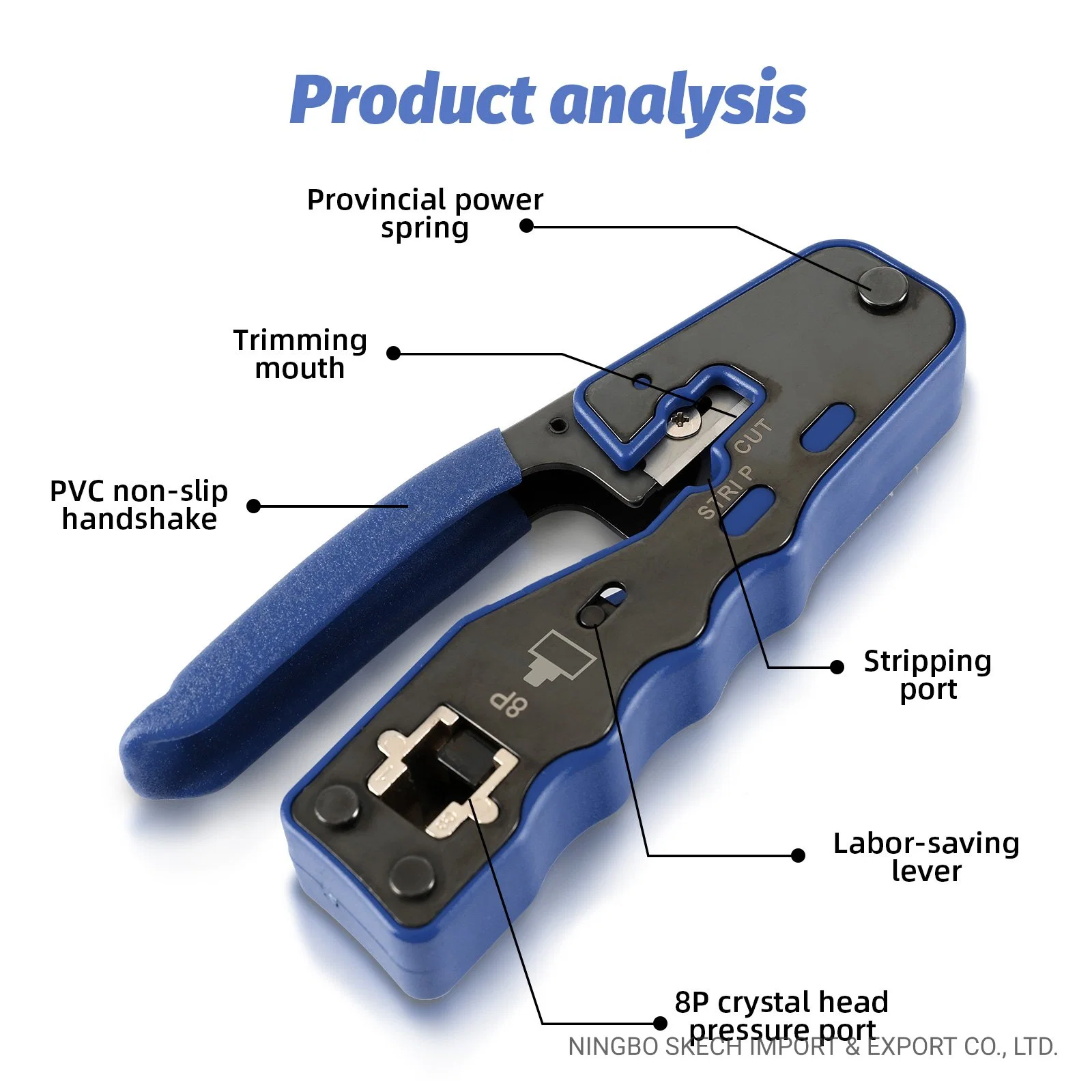 RJ45 Pass Through Crimping Tool Ethernet Crimper Pass-Thru Network Modular Crimping Tool Ratcheting Wire Crimper Hand Cable Plier