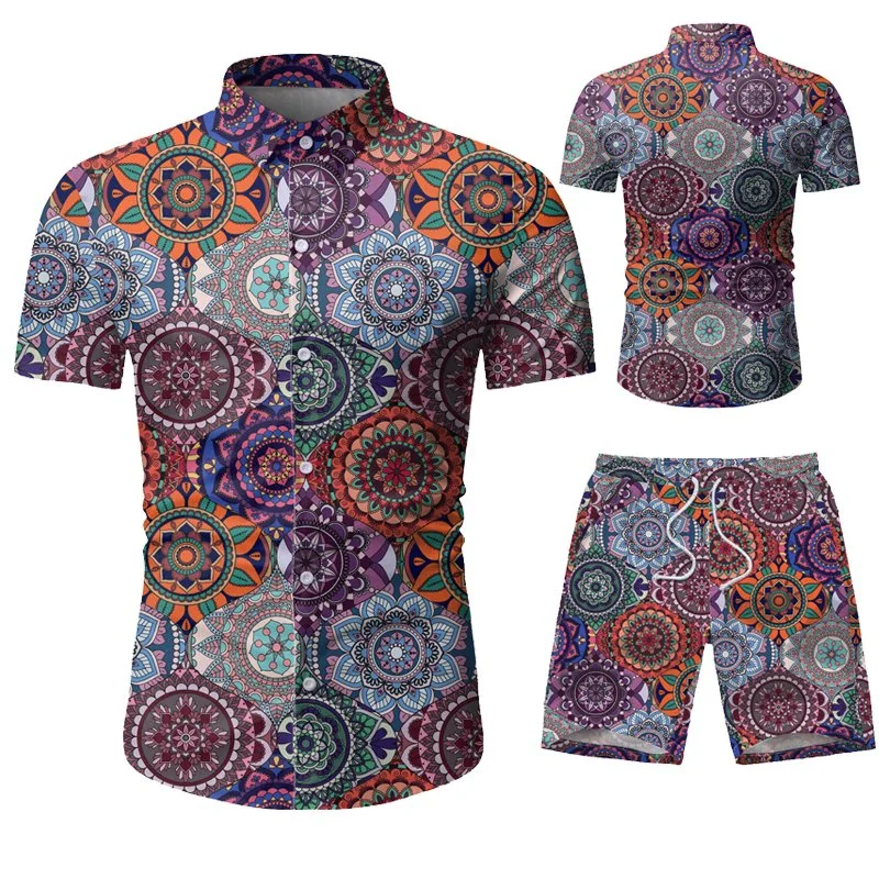 Casual Men Hawaiian Beach Plus Size Men's Shirts Floral Printed Loose Beachwear