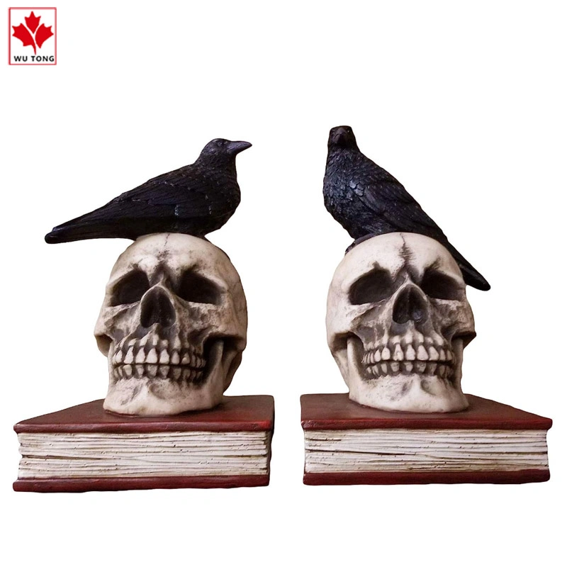 Funny Crafts Resin Halloween Skull Statue Bookends Home Decor Gifts