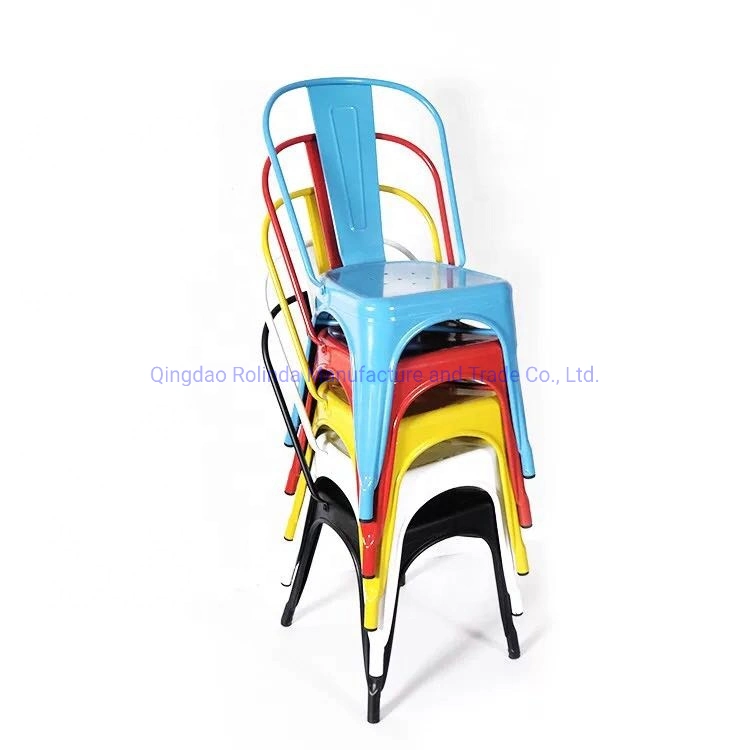 Commercial Grade Yellow Metal Indoor-Outdoor Stackable Chair Tolix Chair Industrial Dining Chair