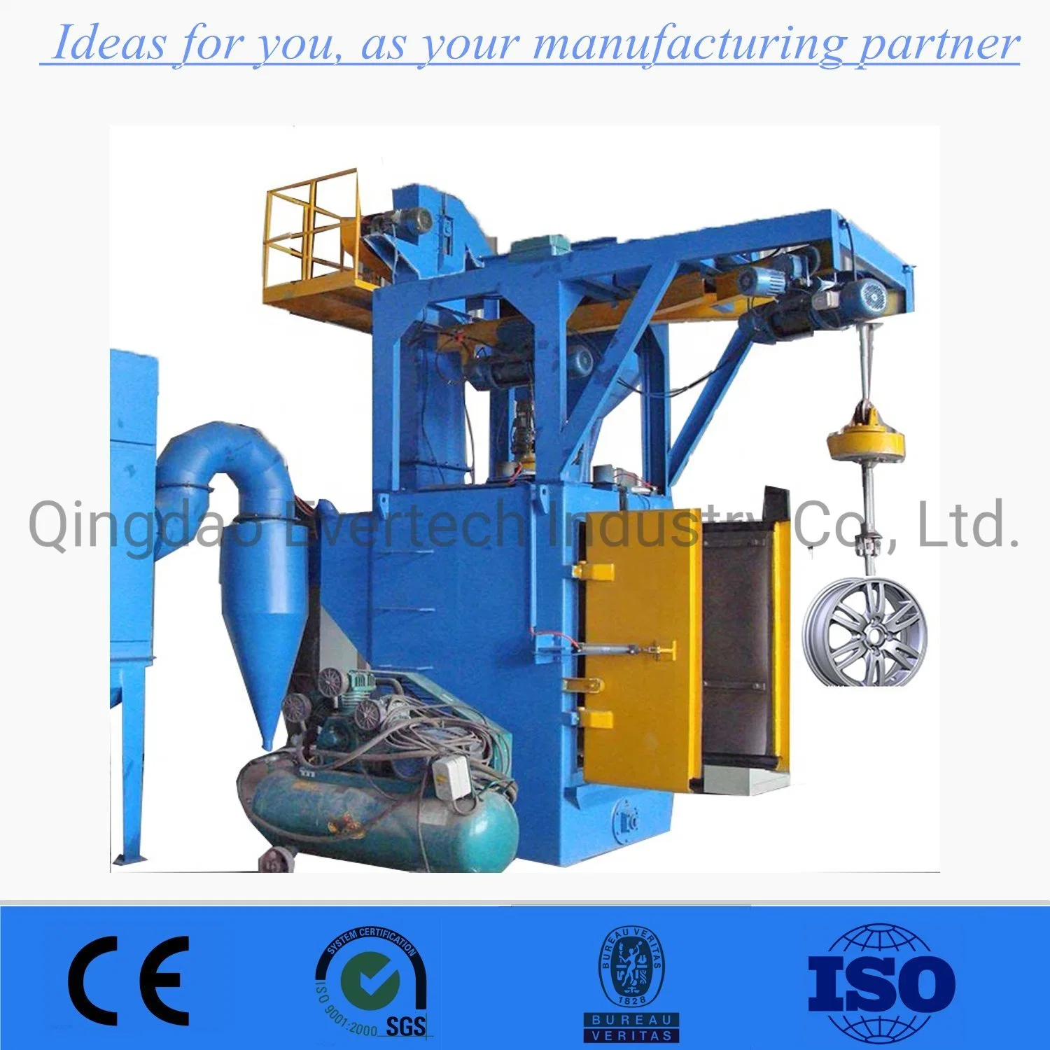 Alloy Wheel Rims Automatic Abrasive Spinner Hanger Shot Blasting Machine