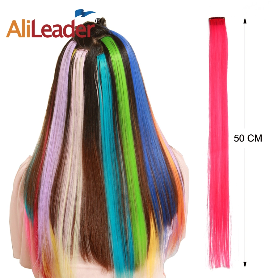 Fille colorés au néon de lumière fluorescente d'extension de cheveux brillants Hairpiece briller les cheveux dans l'obscurité