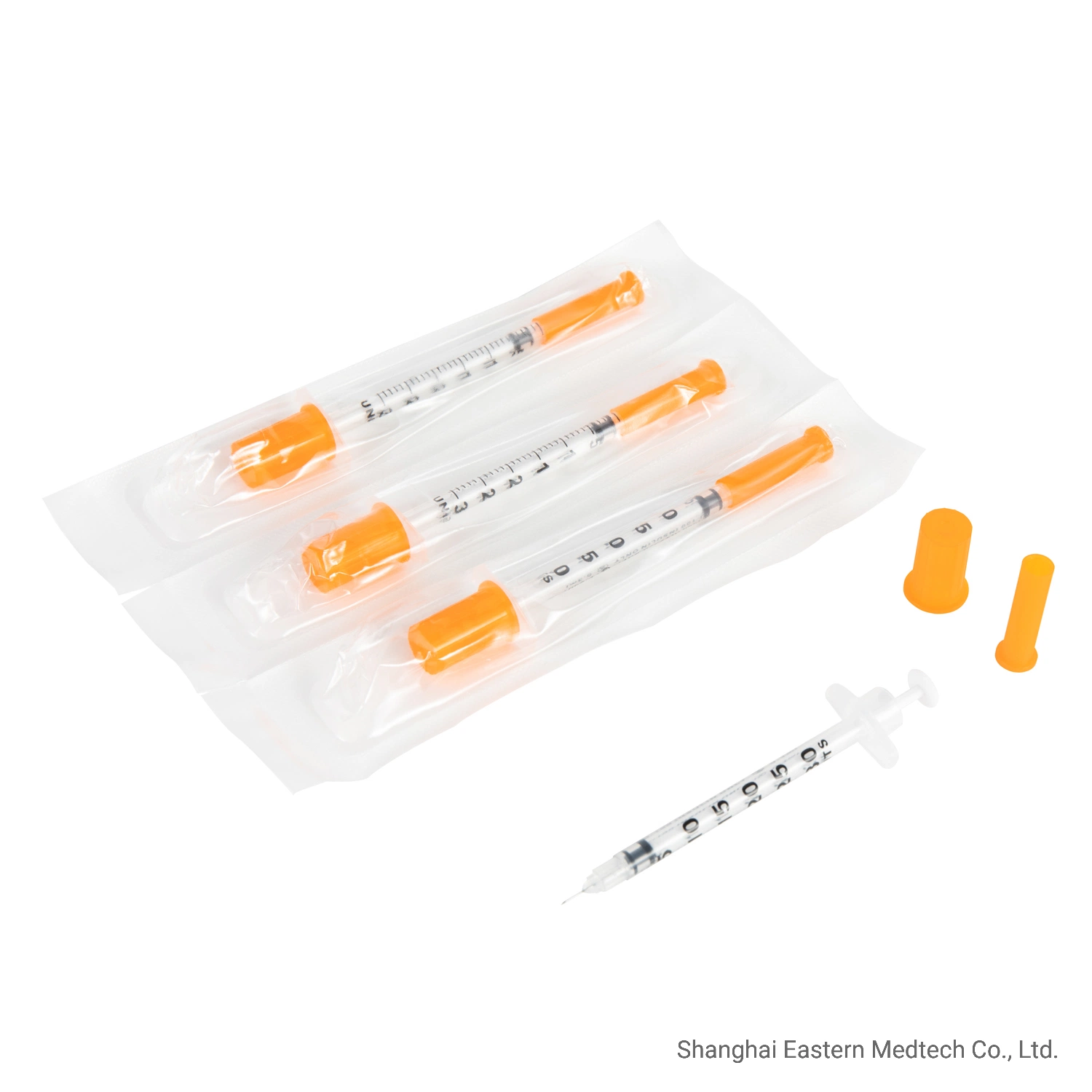 10PCS Per Bag Insulin Injection Disposable Medical Sterile Colored Insulin Syringe with Orange Cap and Needle