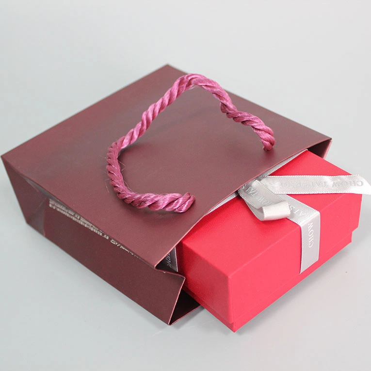 Individuelle Boutique-Taschen kleine Geschenkpapier Tasche für Schmuck mit Individuelle Logo Boutique Einkaufstaschen mit Seilgriff