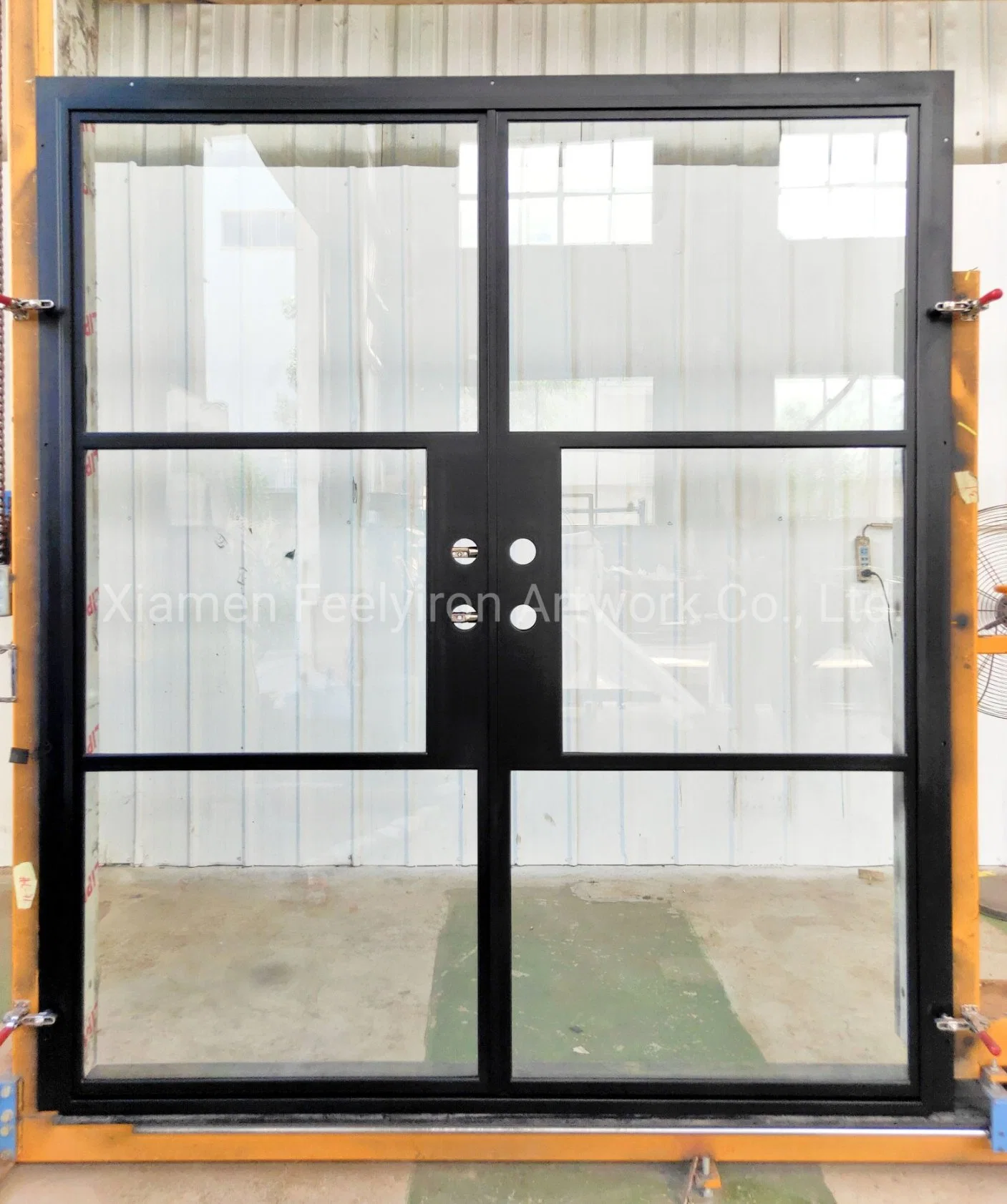 Thermal Break Hot Sale Arch Top Decorative Wrought Steel Glass Door