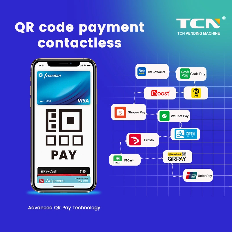 TCN máquina expendedora sin efectivo de gran capacidad Código QR pantalla táctil Máquina expendedora