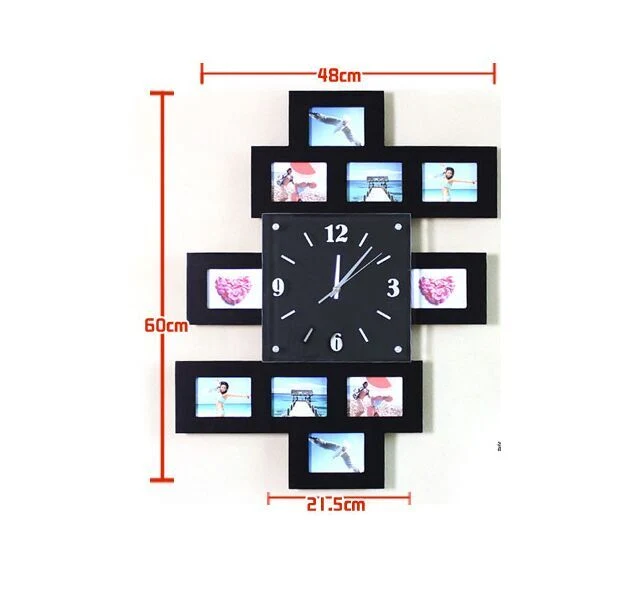 Wooden Decorative Wall Clock Creative Picture Frame Mute Electronic Clock Gifts