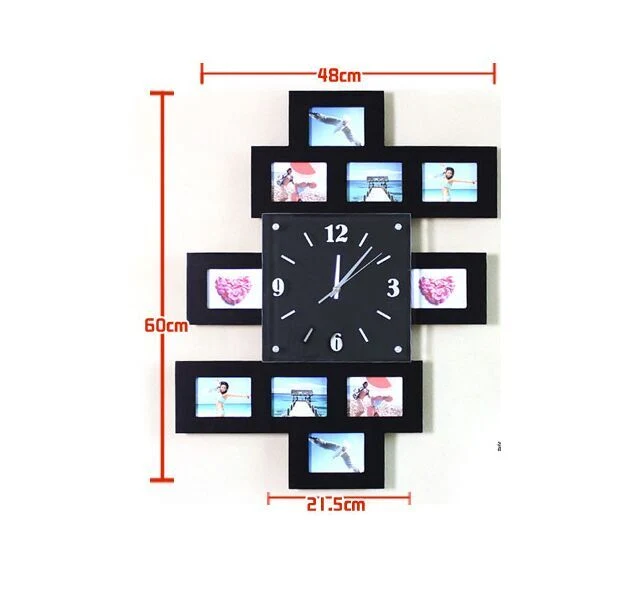 Horloge murale décorative en bois cadre photo créatif Désactiver l'horloge électronique Cadeaux