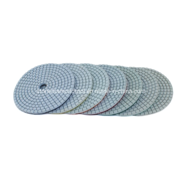 100mm 4 Inch Stone Flexible Pane Resin White Wet Polishing Pads