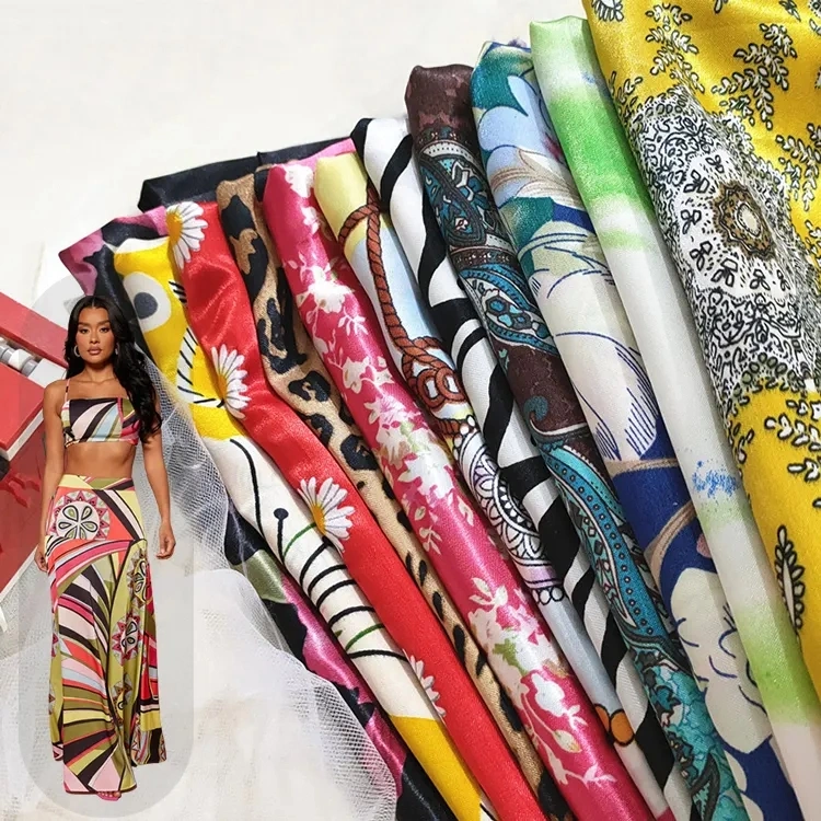 Digital Printing on Fabric Animal Print Fabric and Textiles for Clothing Digital Printing Stretch Satin Fabric for Dress