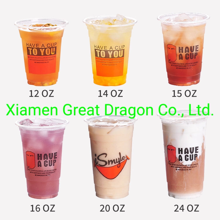 Custom Printed Clear PP Pet Disposable Plastic Cup with Lid