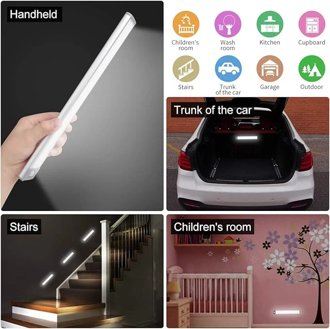 Motion Sensor USB Rechargeable LED Under Cabinet Light for Cabinet Wall Bathroom