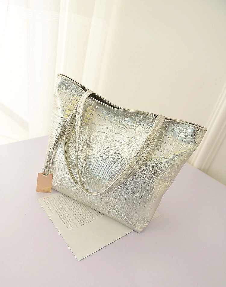 Metallic Color Shinny PU Fashion Tote Lady Shoulder Bag Designer Woman Handbag