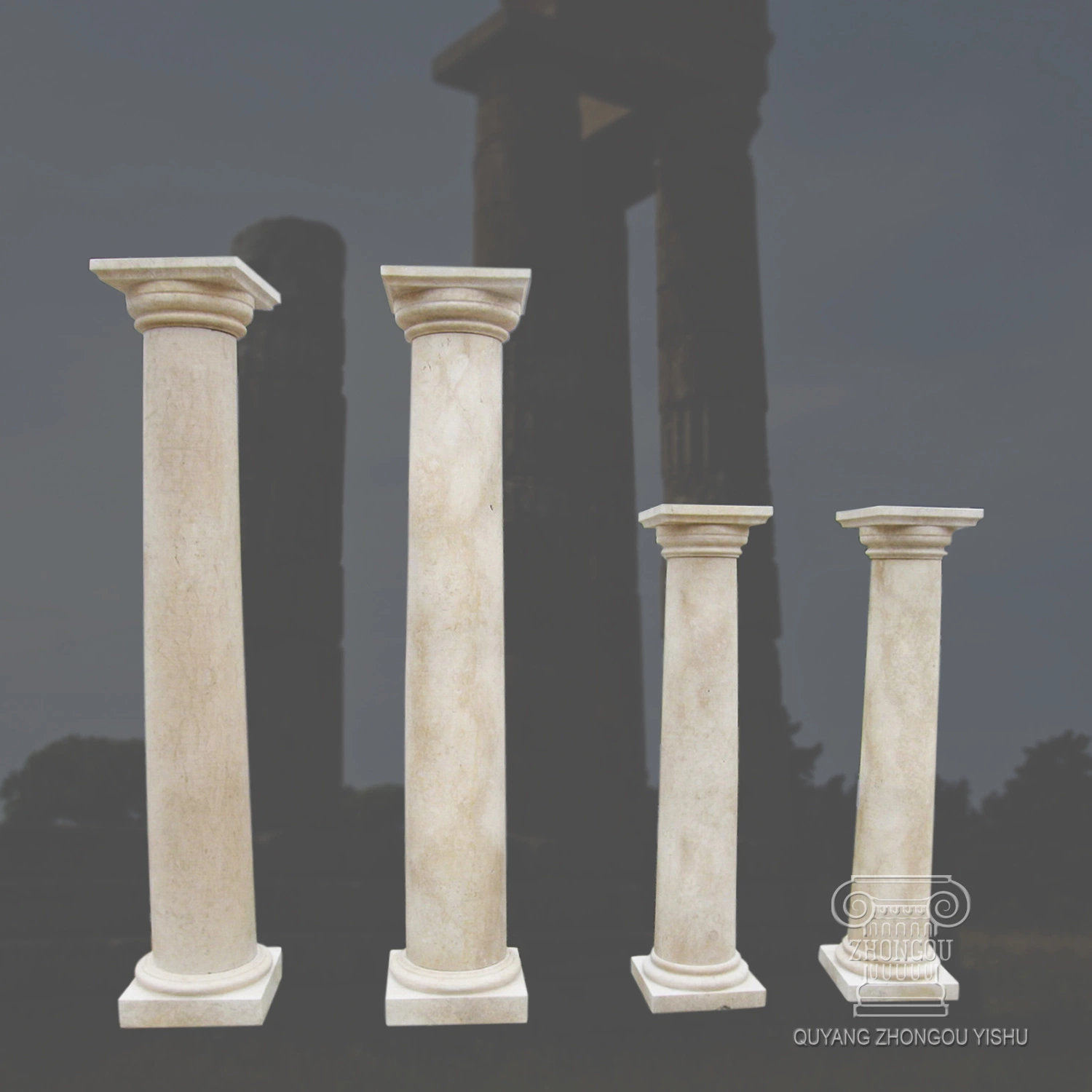 Architectual Decoration Doric Column White Marble Hollowed Column