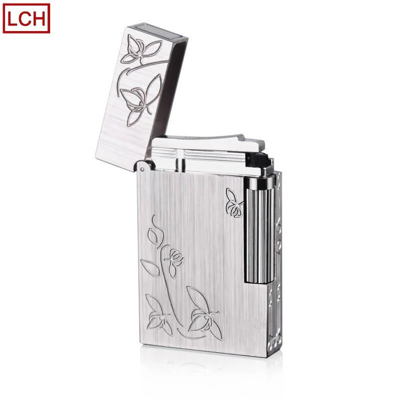 Custom High-Grade Carved Stainless Steel Cigar Aromatherapy Lighter Case Windproof Vintage Style Suitable for Elite Men