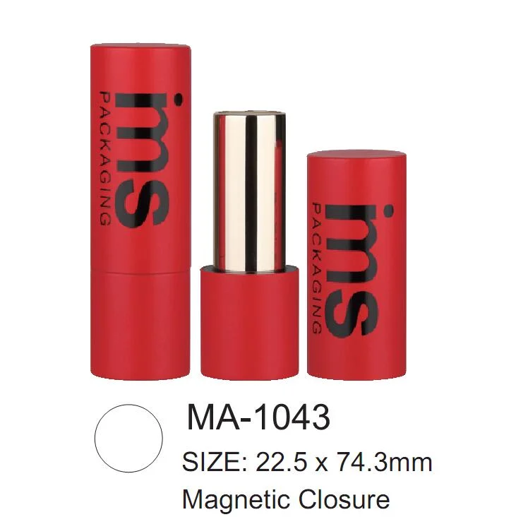 High Quality Magnetic Closure Round Red Aluminium Lipstick Tube