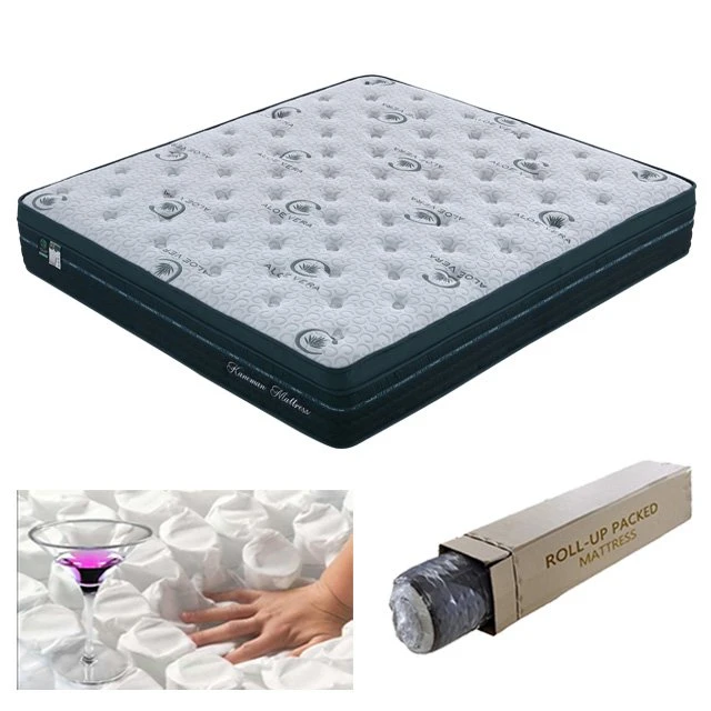 OEM Newest Design Wholesale/Supplier Home Use Colchones Bamboo Fabric Vacuum Roll up Pocket Spring Mattress in a Box