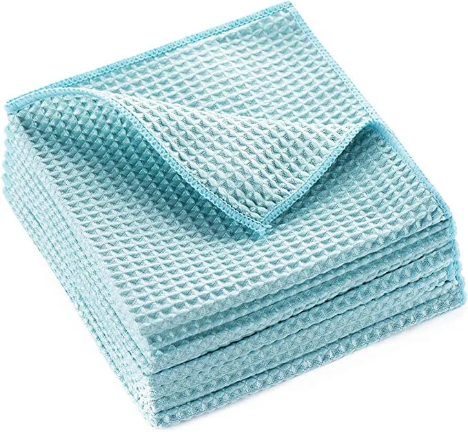 30*30 Cm Blue Waffle Towel Cleaning Cloth Microfiber Towel