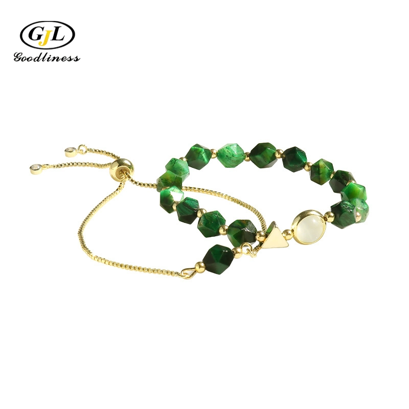 Bisutería de lujo de la luz de la gema verde Pulsera ajustable para la Mujer