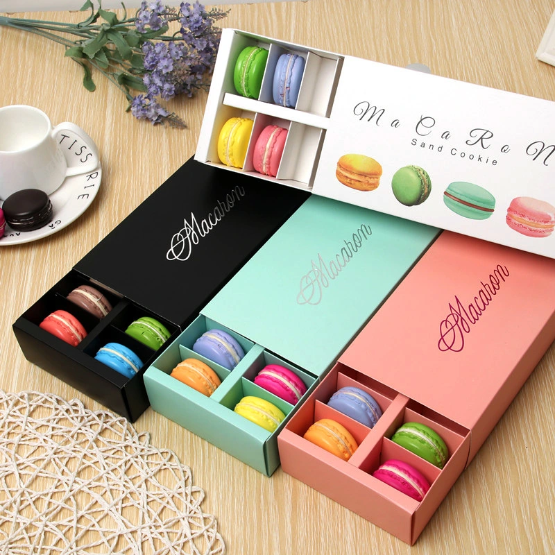 2022 Hot Sales 12 Packs of Custom Macaron Drawer Cake Paper Boxes Gift Packaging for Food