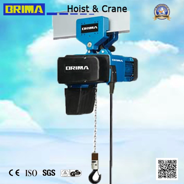 Brima 125kg 8/2m/Min Lifting Speed European Electric Chain Hoist with Manual Trolley