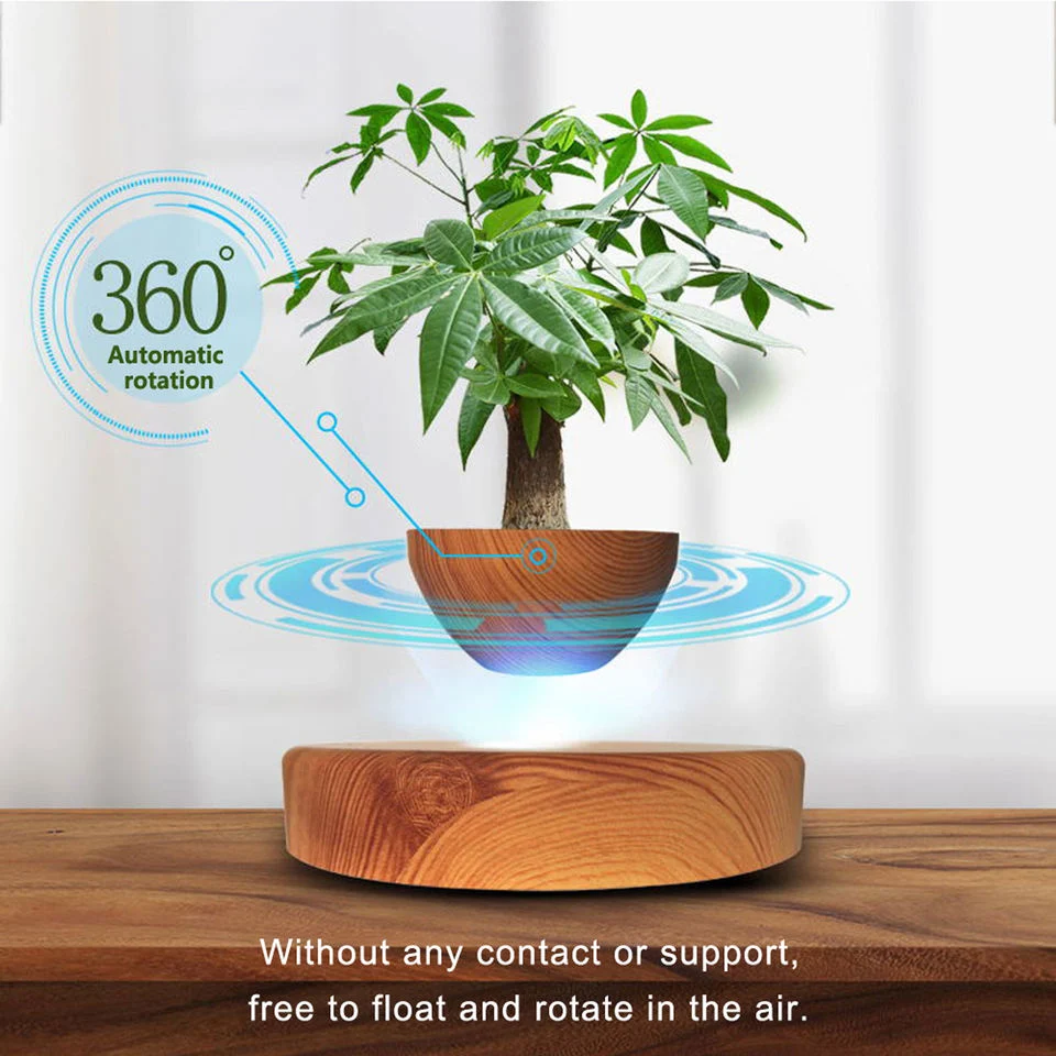 360 Rotating Magnetic Levitation Rotating Room Decrotation Floating, Levitation Artificial Plant Bonsai for Gift