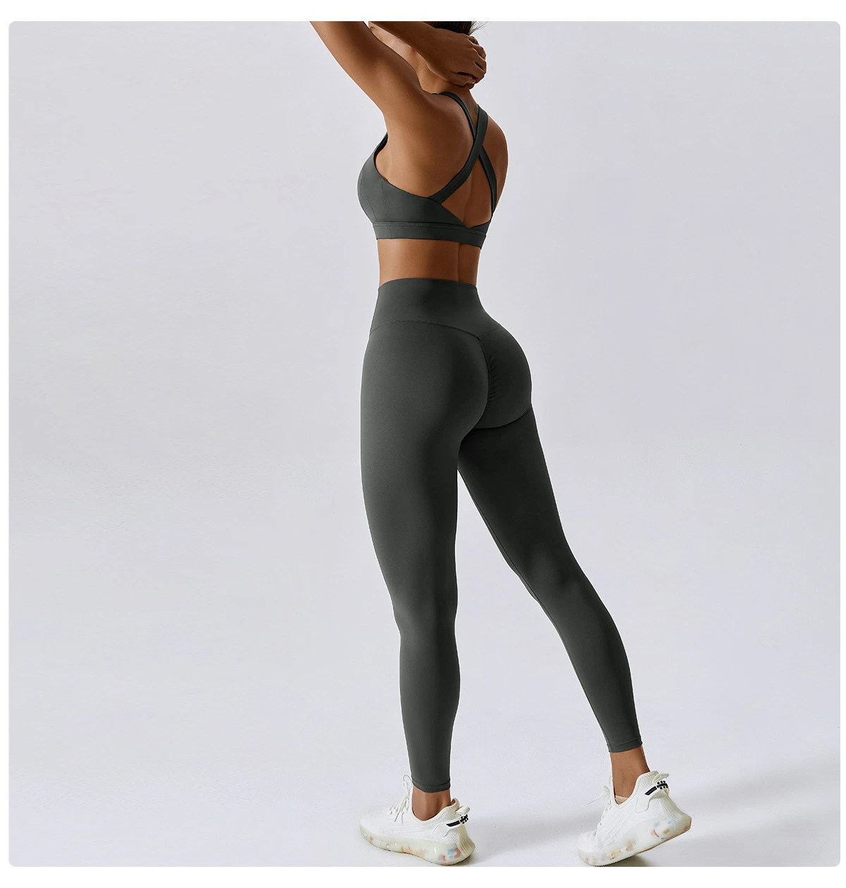 Djmc mujeres sujetador deportivo Top de color sólido transpirable leggings de gimnasio Entrenamiento de fitness conjunto de yoga para mujer Sportswear