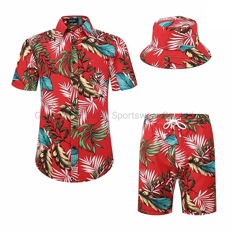 Men Hawaiian Geometric Flower HD Printed Wholesale/Supplier Hawaii Shirts for Beach